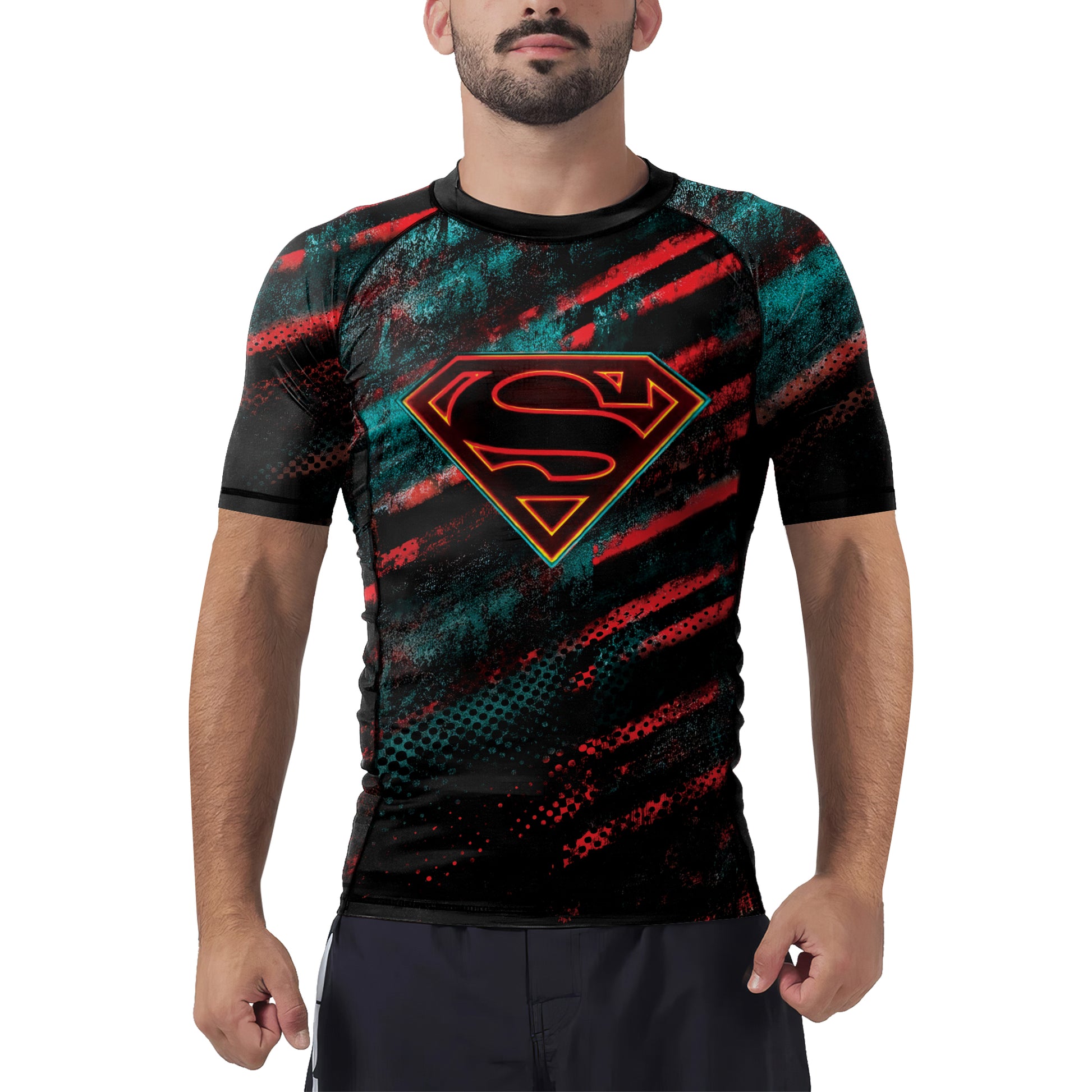 Red Kryptonite Superman Men's Short Sleeve Rash Guard