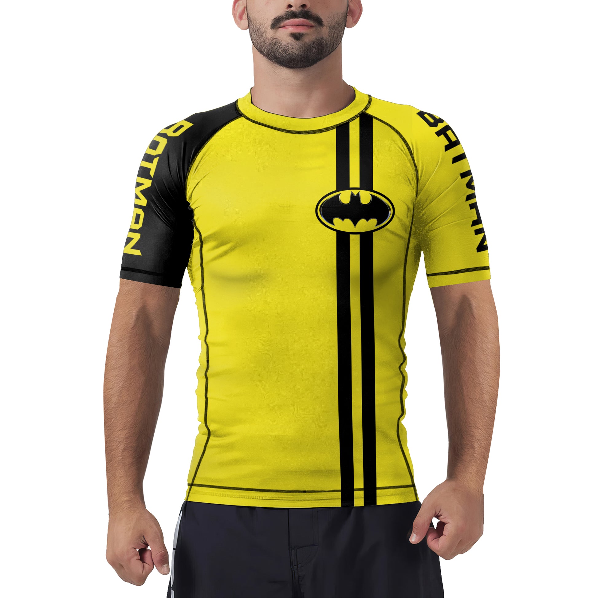 Yellow Dark Knight Wing Men's Short Sleeve Rash Guard