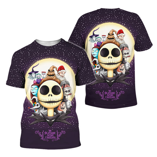 The Nightmare Before Christmas Characters Purple T-shirt