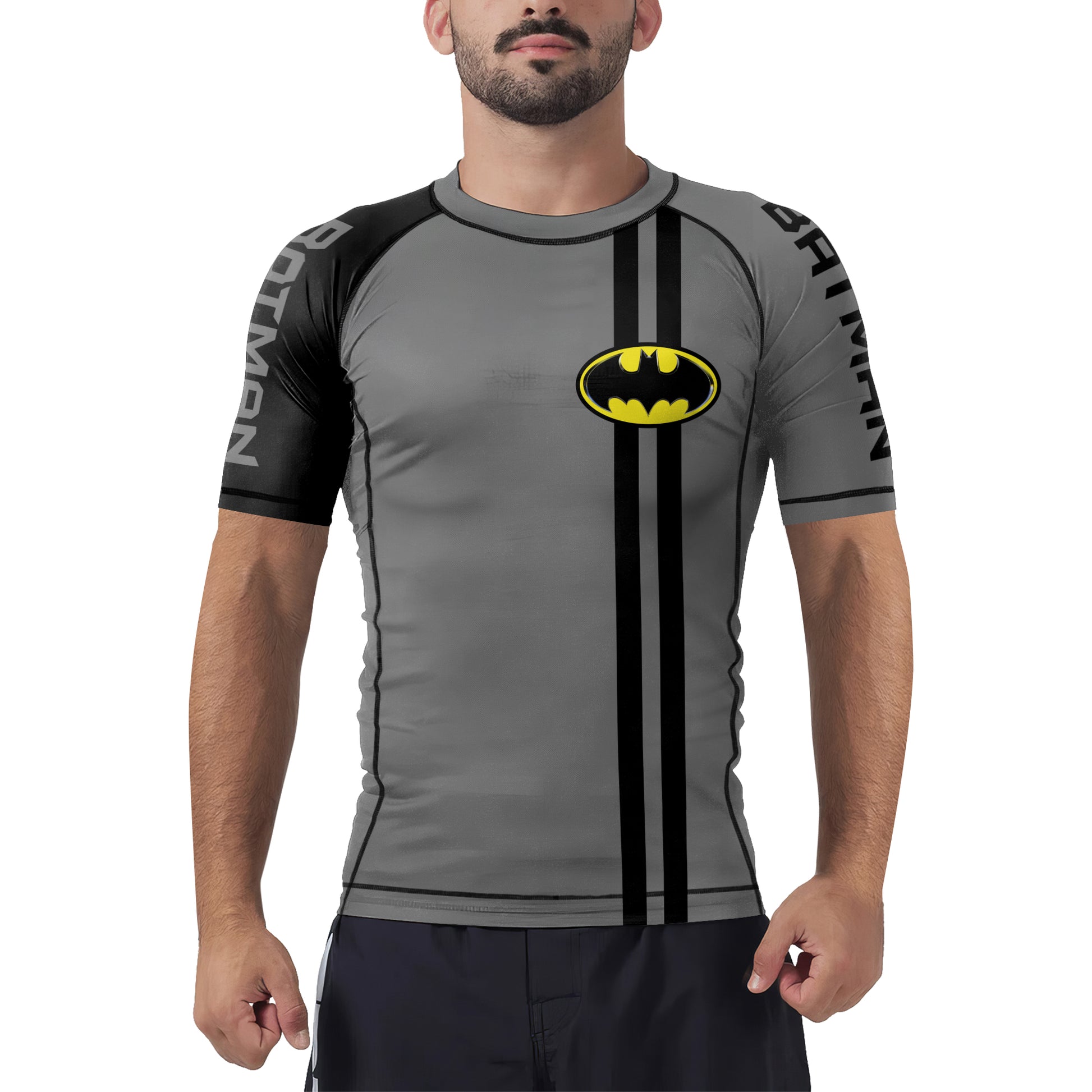 Grey Dark Knight Wing Men's Short Sleeve Rash Guard