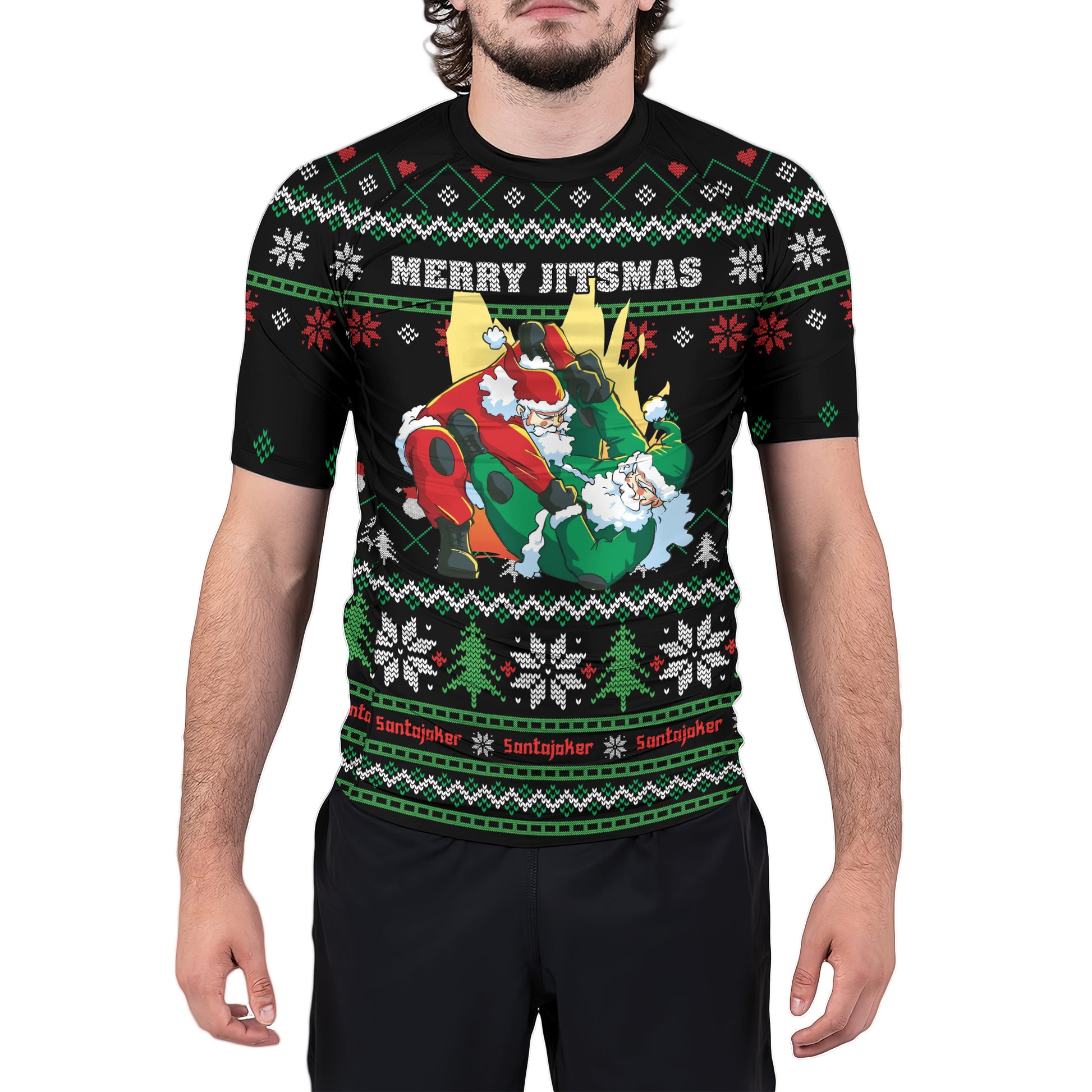 Santa's Jiu-Jitsu Clash Men's Short Sleeve Rash Guard