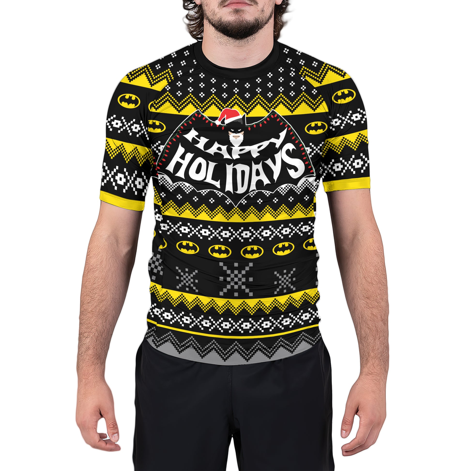 Happy Holidays Men's Short Sleeve Rash Guard