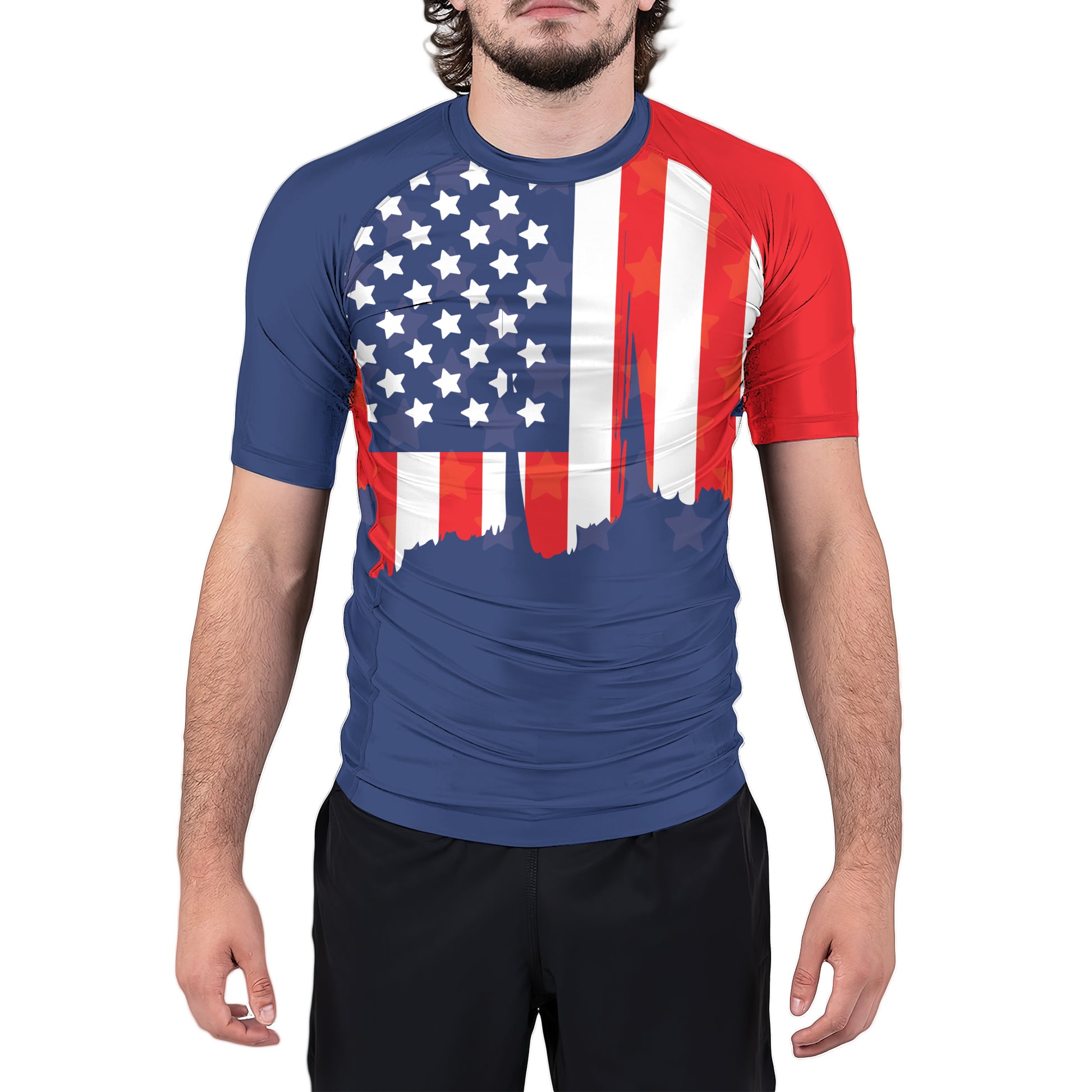 American Flag Men's Short Sleeve Rash Guard | Patriotic Rash Guard