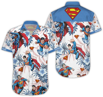 Superman Tropical Palm Button Shirt