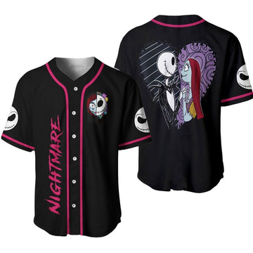 Nightmare Jack Skellington And Sally Baseball Jersey