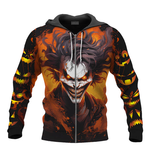 Joker Horror Pumpkin Zip Hoodie