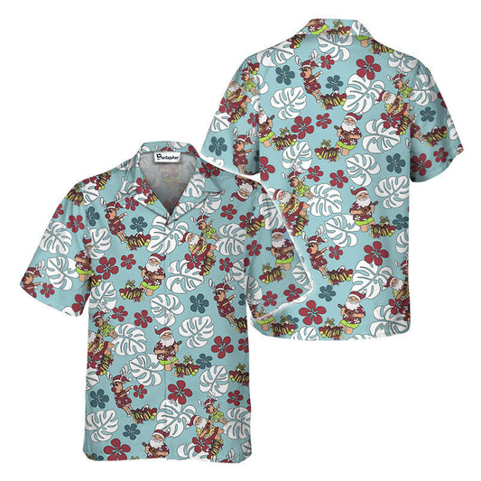 Santa Claus Monstera Hawaiian Shirt