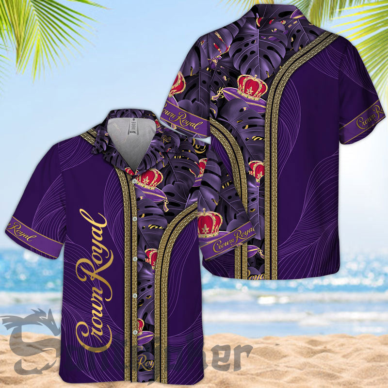 Crown Royal Tropical Monstera Hawaiian Shirt