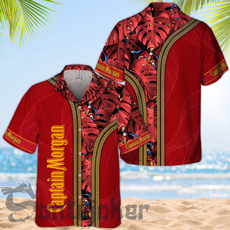 Captain Morgan Tropical Monstera Hawaiian Shirt