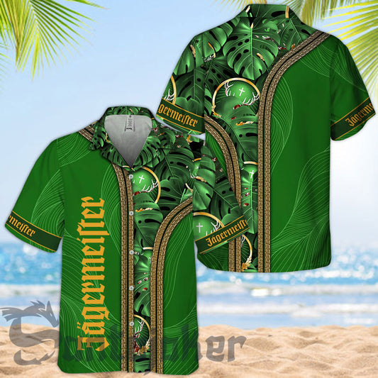 Jagermeister Tropical Monstera Hawaiian Shirt