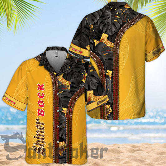 Shiner Bock Tropical Monstera Hawaiian Shirt