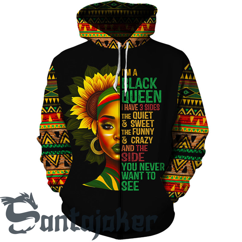 Sunflower Black Queen Zip Hoodie
