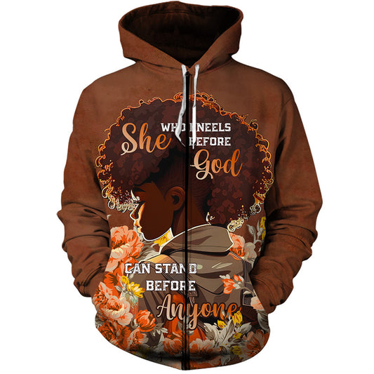 She Who Kneels Before God Can Stand Zip Hoodie