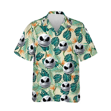 Jack Skellington Faces Tropical Hawaiian Shirt