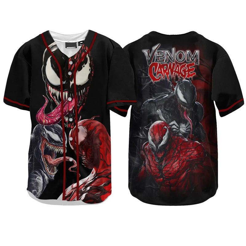 Personalized Venom Carnage Black And Red Baseball Jersey