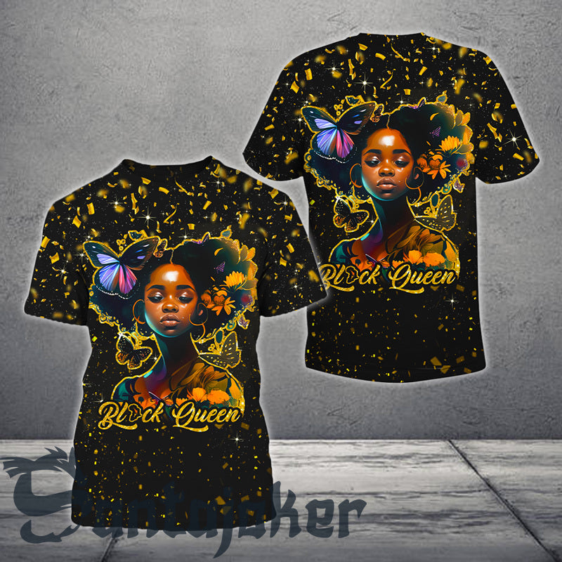 Black Queen With Butterflies T-shirt 