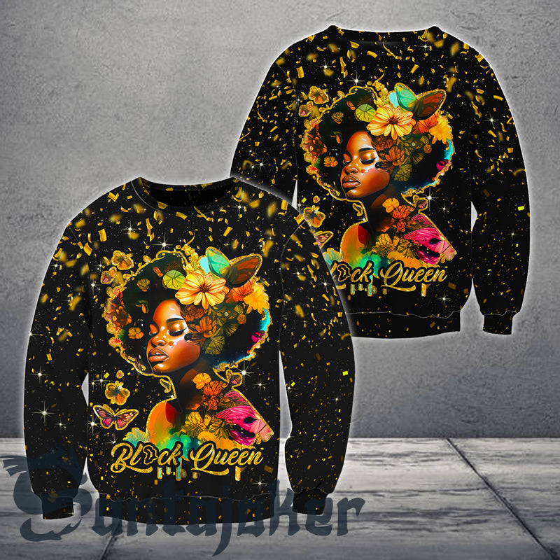 Black Queen With Butterflies Sweatshirt