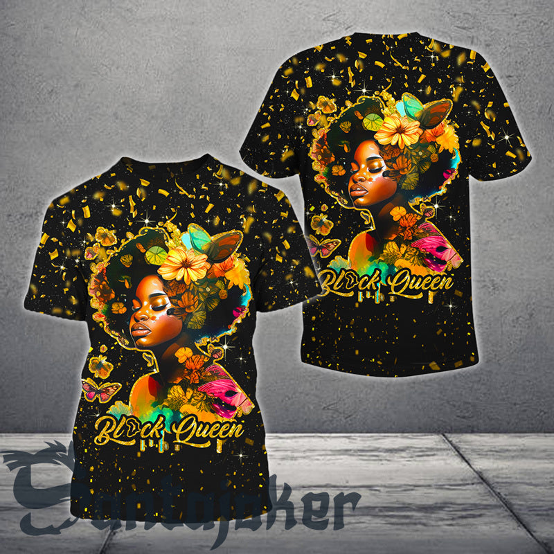 Black Queen With Butterflies T-shirt 