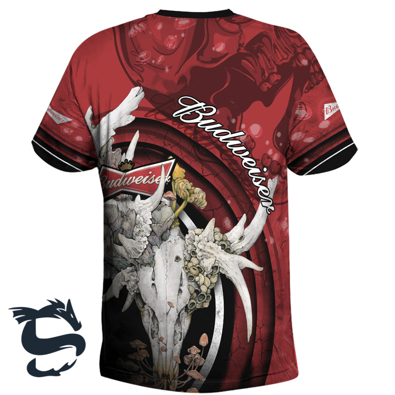 Budweiser Deer Skull With Mushrooms T-shirt