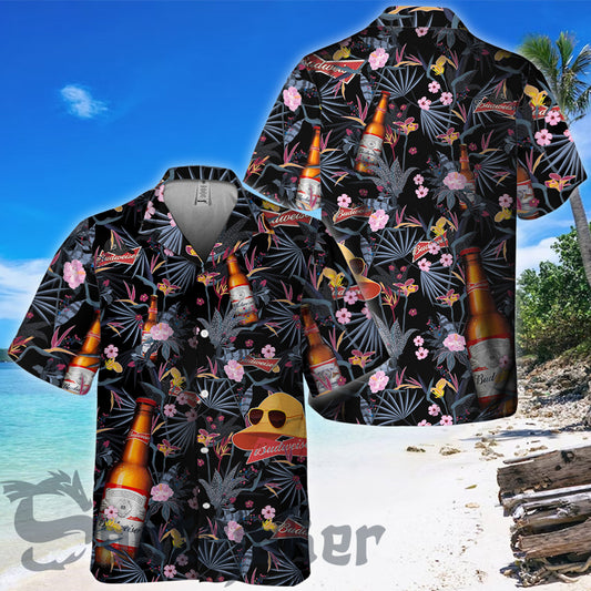 Dark Tropical Budweiser Hawaiian Shirt
