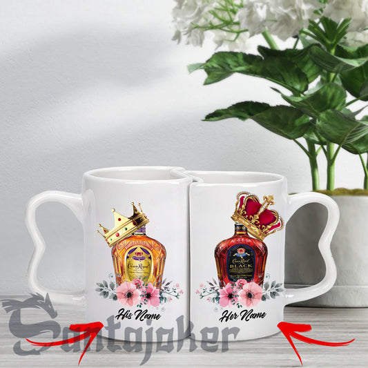 Personalized King & Queen Crown Royal S-shaped Couple Cup