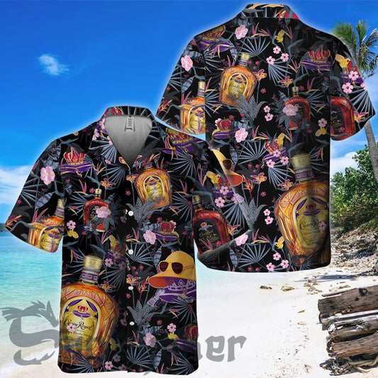 Dark Tropical Crown Royal Hawaiian Shirt