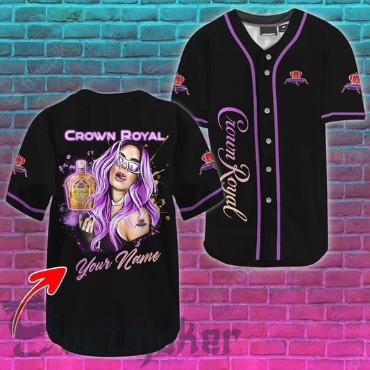 Personalized The Girl Get Drunk With Crown Royal Baseball Jersey
