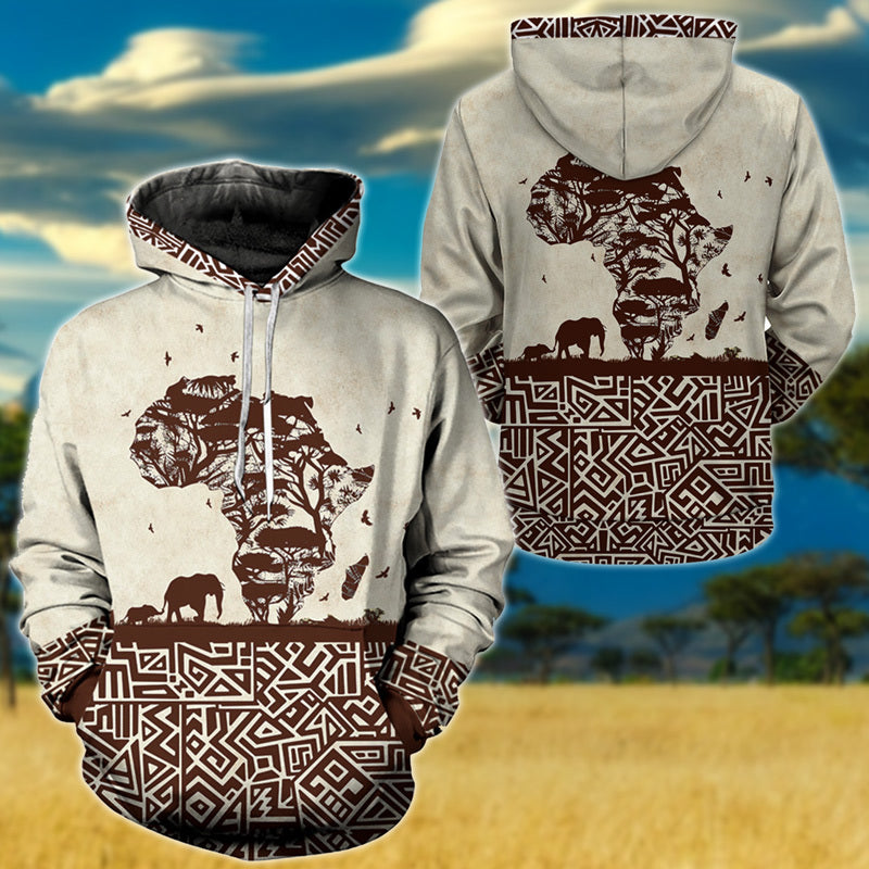 Africa Map With Wild Animals Hoodie 