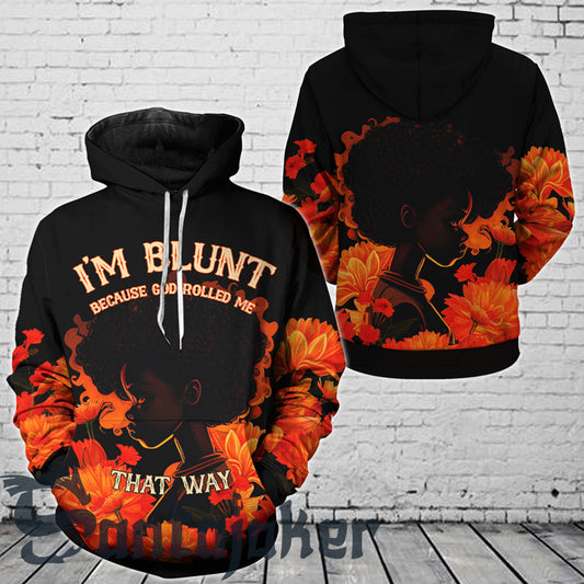 Orange Floral God Rolled Black Girl That Way Hoodie 