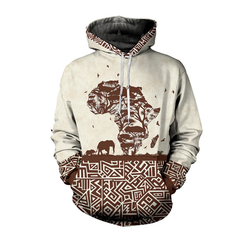 Africa Map With Wild Animals Hoodie 