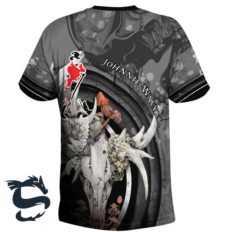 Johnnie Walker Deer Skull With Mushrooms T-shirt