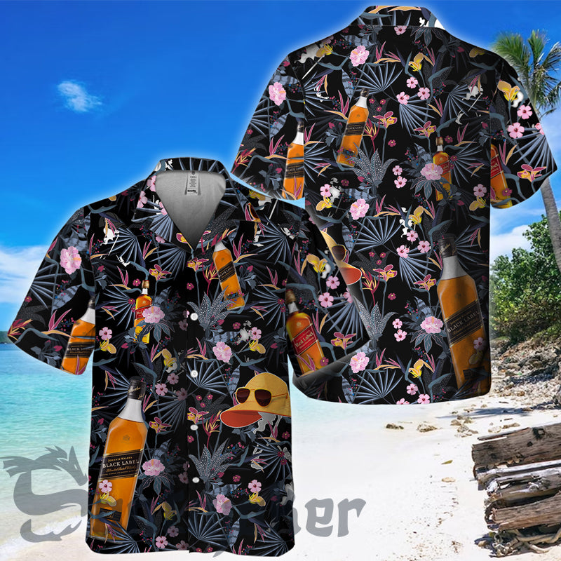 Dark Tropical Johnnie Walker Hawaiian Shirt