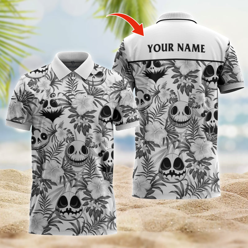 Personalized Flower Tropical Jack Skellington Hawaii Shirt