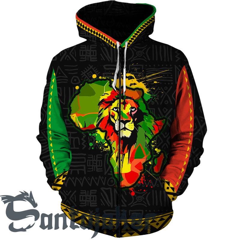 Africa Map Panther Zip Hoodie