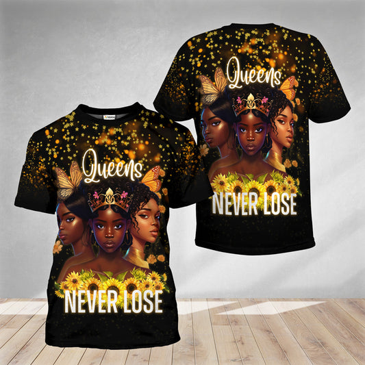 Beauty And Power Black Queens Never Lose T-shirt