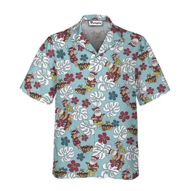Santa Claus Monstera Hawaiian Shirt