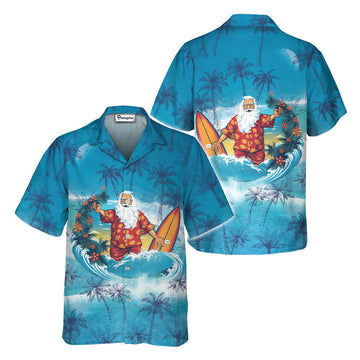 Santa Surfing Hawaiian Shirt