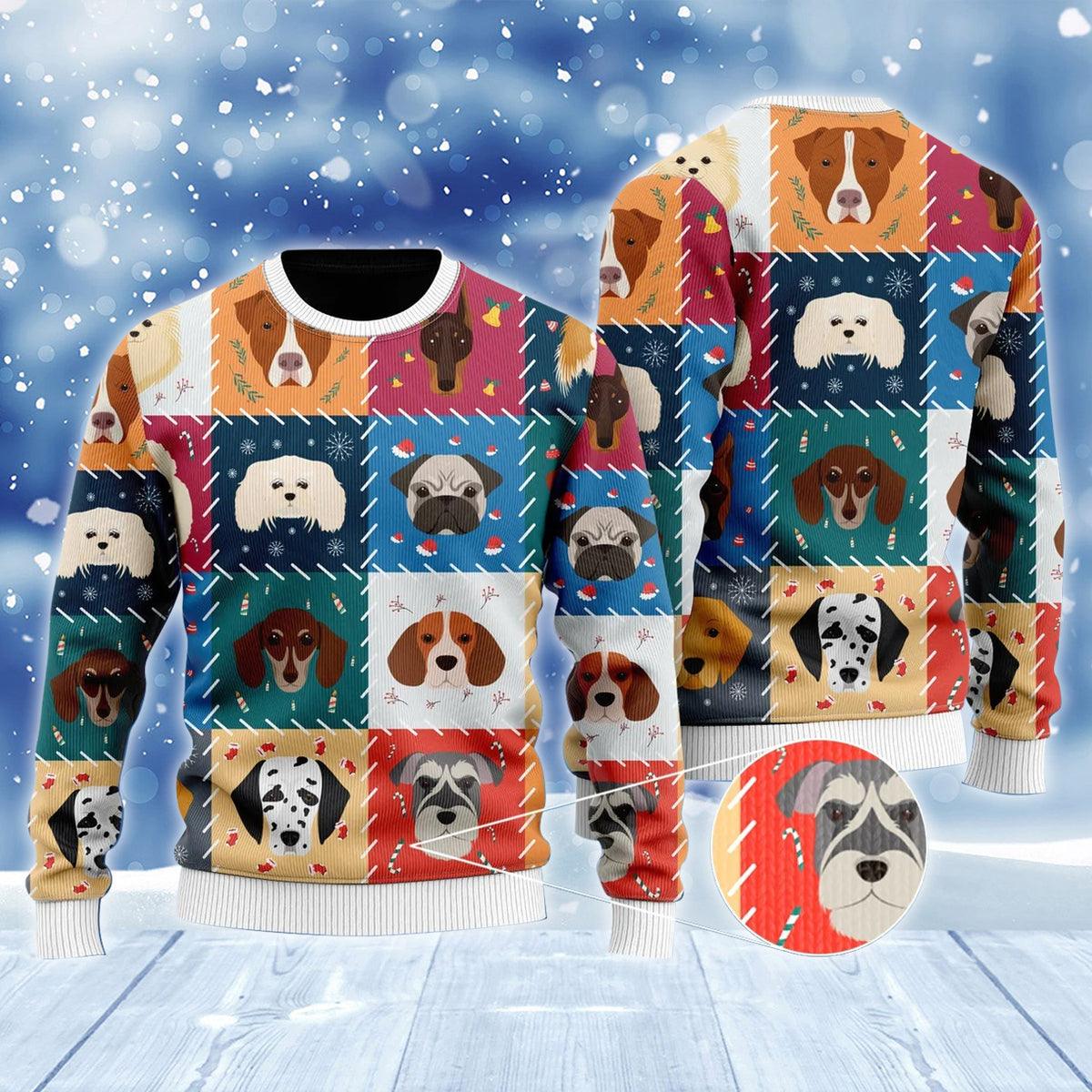 Adorable Dogs And Puppies Christmas Ugly Sweater - Santa Joker