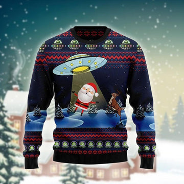 Alien Don't Catch Santa Ugly Sweater - Santa Joker