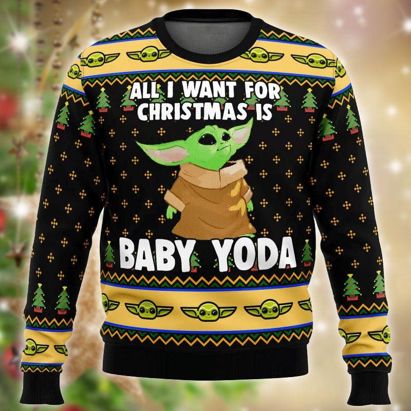 All I Want For Christmas Is Baby Yoda Ugly Sweater - Santa Joker