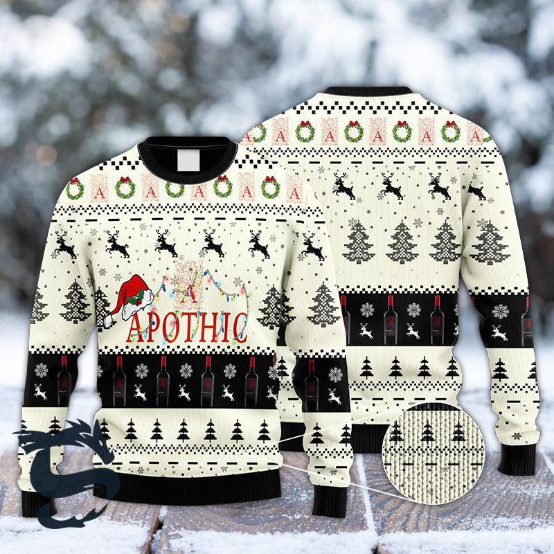 Apothic Wine Reindeer Snowy Night Ugly Sweater - Santa Joker