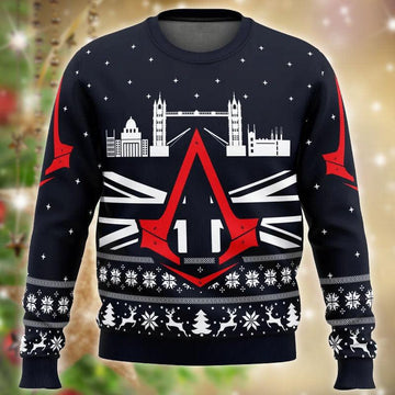 Assassins Creed London Bridge Ugly Sweater - Santa Joker