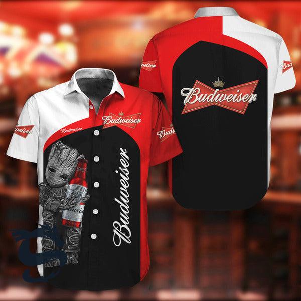 Baby Groot Budweiser Button Shirt - Santa Joker