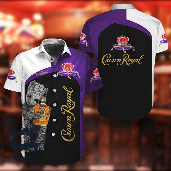 Baby Groot Crown Royal Button Shirt - Santa Joker