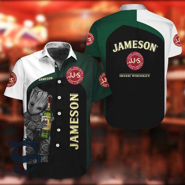Baby Groot Jameson Whiskey Button Shirt - Santa Joker