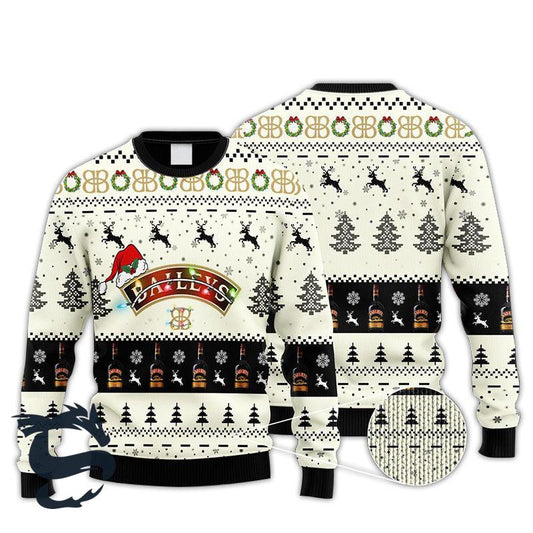 Baileys Irish Cream Reindeer Snowy Night Ugly Sweater - Santa Joker