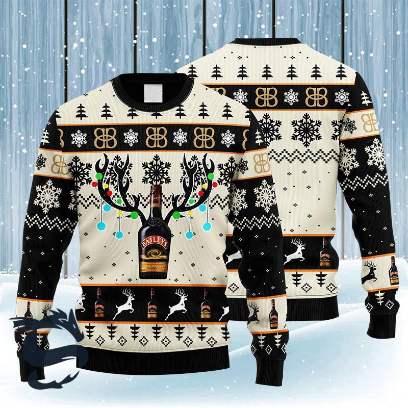 Baileys Reindeer Snowy Night Ugly Sweater - Santa Joker