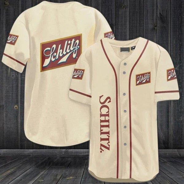 Beige Schlitz Beer Baseball Jersey - Santa Joker