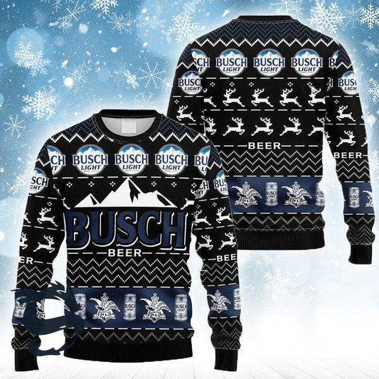 Black Busch Beer Christmas Ugly Sweater - Santa Joker