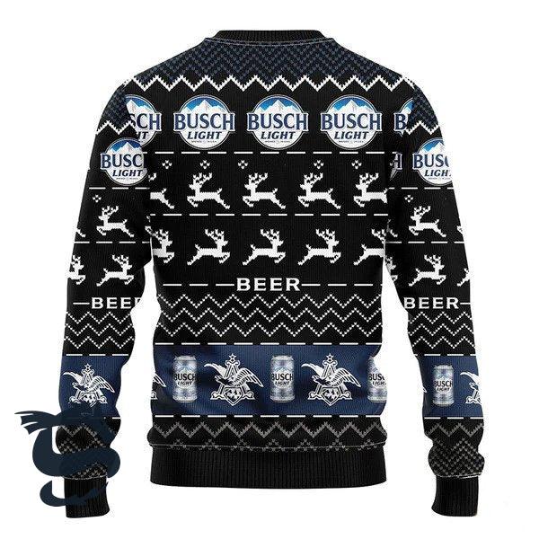 Black Busch Beer Christmas Ugly Sweater - Santa Joker